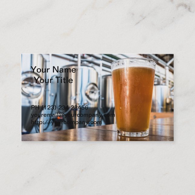 Glass of Beer at Microbrewery Business Card (Front)