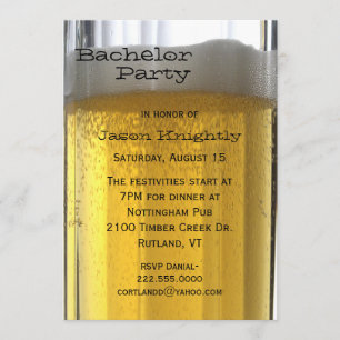 Glass of Beer Bachelor Party Invitation
