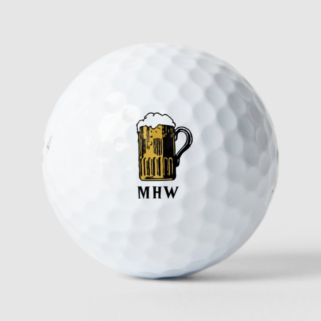 Glass of Beer custom monogram golf balls (Front)