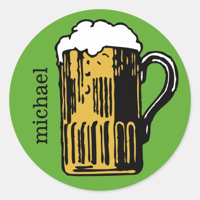 Glass of Beer custom name & colour stickers (Front)