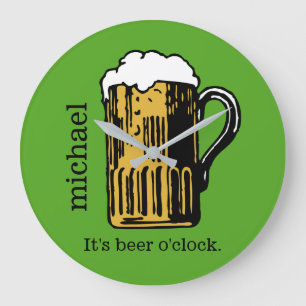 Glass of Beer custom name & colour wall clock