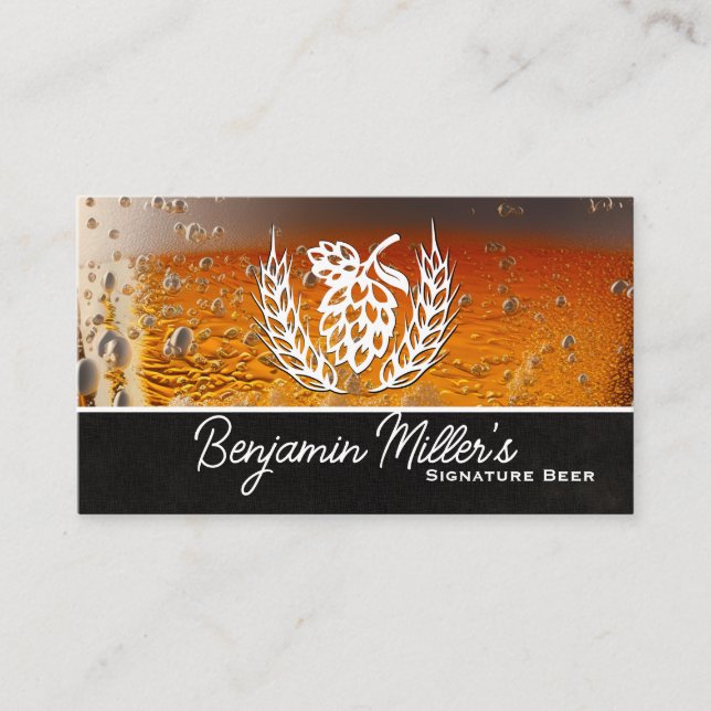 Glass of Beer with Foam | Beer Craftsmen Business Card (Front)