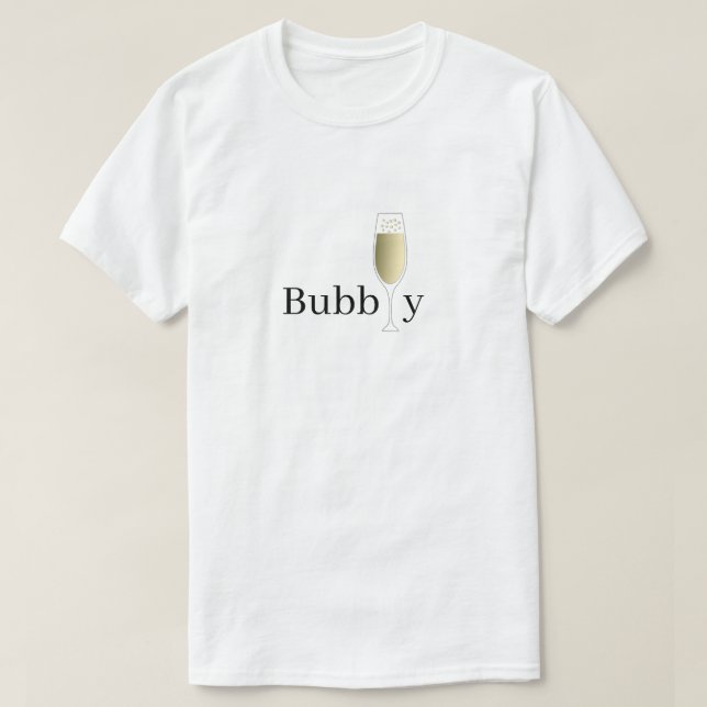 Glass of Bubbly Champagne minimalist white T-Shirt (Design Front)