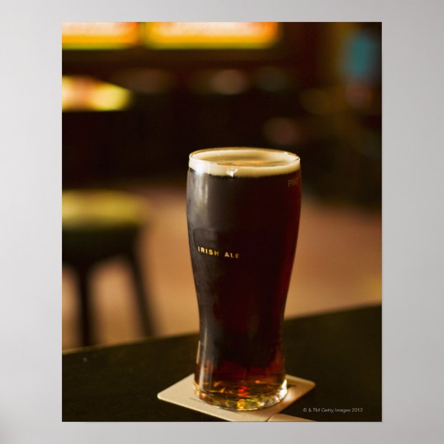 Glass of Irish ale in pub Poster (Front)