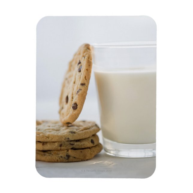 Glass of milk and cookies, close-up magnet (Vertical)