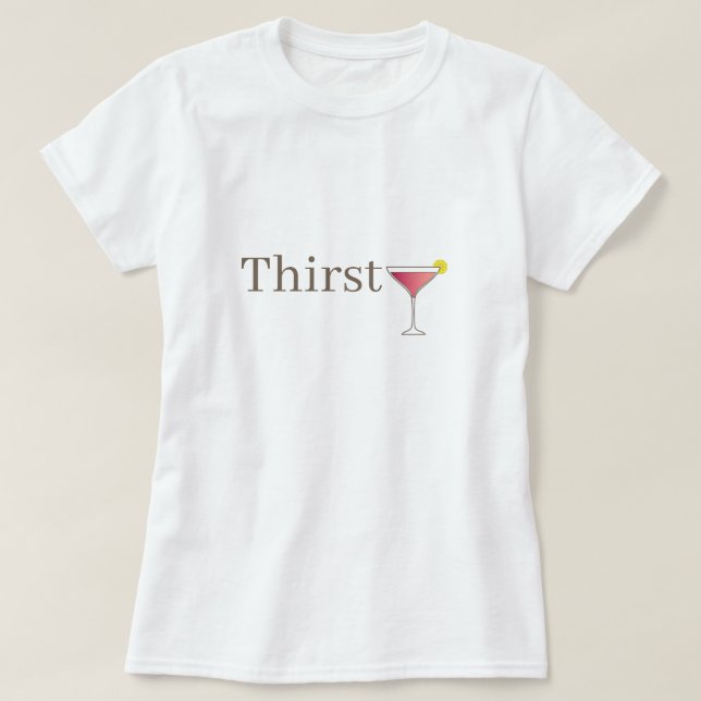 Glass of Pink Cocktail Cosmopolitan Minimalist Fun T-Shirt (Design Front)
