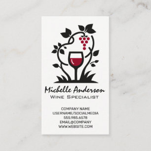 Glass of Red Wine Grapes Business Card