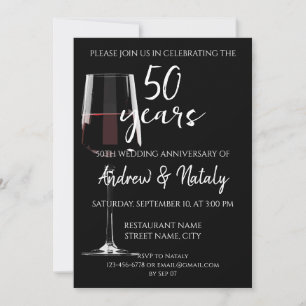 Glass of red wine on black invitation