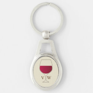 Glass of red wine personalised key ring