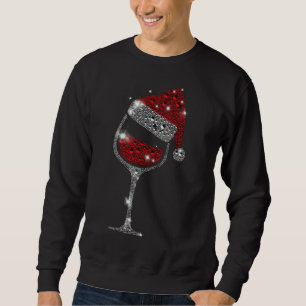 Glass of Red Wine Santa Hat Christmas Family Sweatshirt