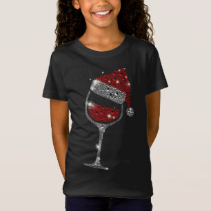 Glass of Red Wine Santa Hat Christmas Family T-Shirt