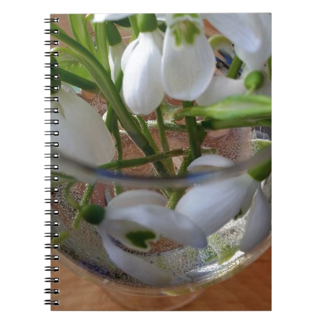 glass of snowdrops spiral notebook (Front)