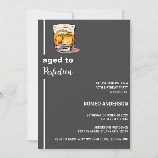 Glass of Whiskey Birthday Invitation (Front)