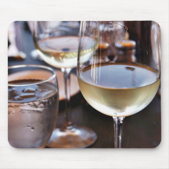 Glass Of White Wine Mouse Pad (Front)