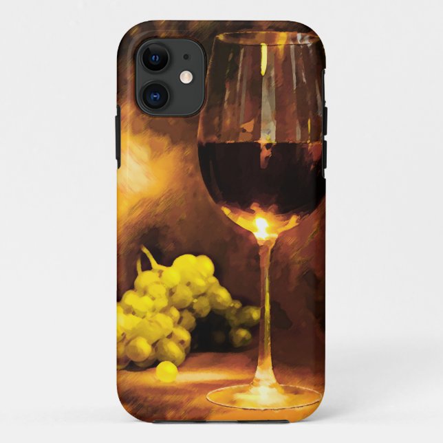 Glass of Wine & Green Grapes in Candlelight Case-Mate iPhone Case (Back)