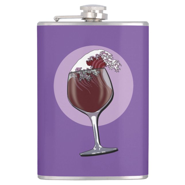 Glass Of Wine Hip Flask (Front)