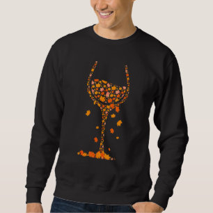Glass Of Wine Maple Leaf Autumn Fall Drink Wine Sweatshirt