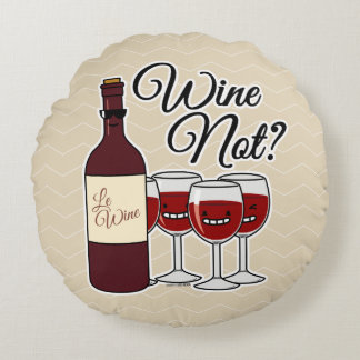 Glass of Wine not grapes alcohol red rose pinot Round Cushion