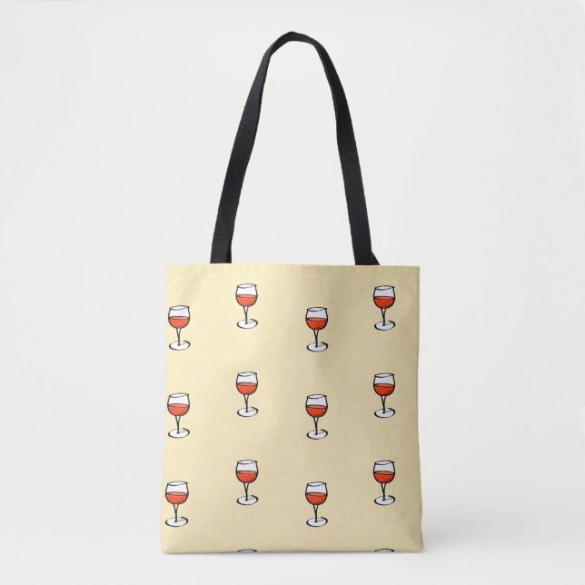 Glass of wine on orange tote bag (Front)