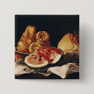 Glass of Wine, Watermelon and Bread 15 Cm Square Badge