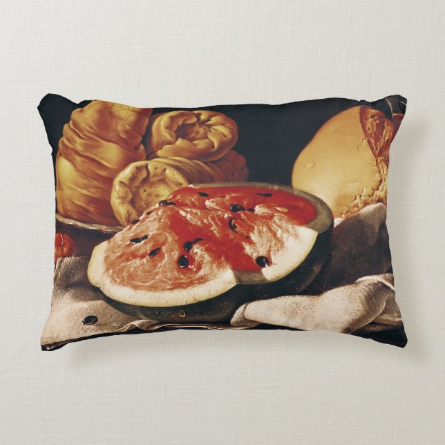 Glass of Wine, Watermelon and Bread Decorative Cushion (Front)