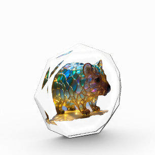 Glass Opalised Australian Wombat, Photo Block