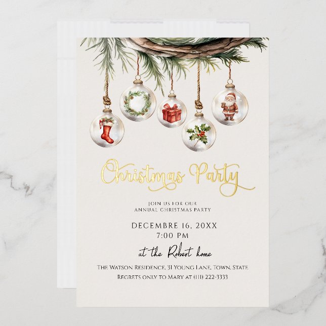 Glass Ornament Christmas Holiday Party  (Envelope)