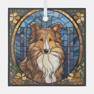 Glass Ornament of Sheltie Dog
