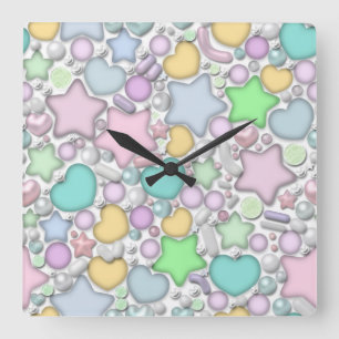 Glass ornaments square wall clock