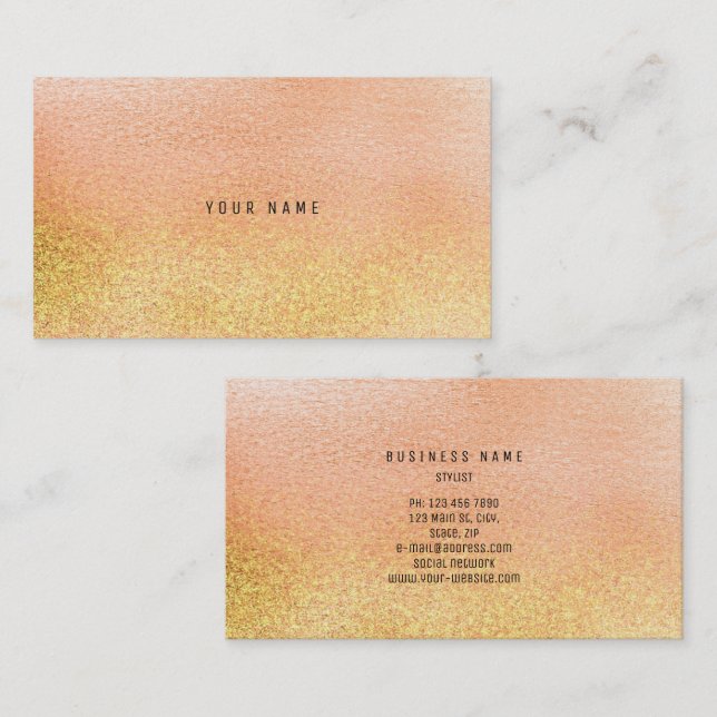 Glass Peach Pastel Pink Gold Vip Ombre Glitter1 Business Card (Front/Back)
