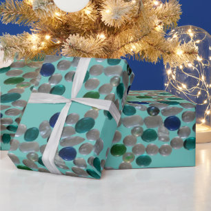 Glass Pebbles Pattern Cust. GREEN Wrapping Paper