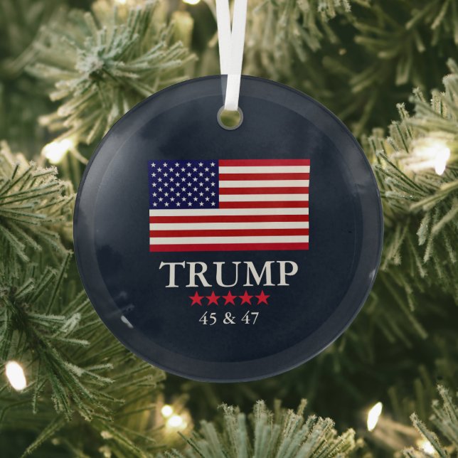GLASS PRESIDENT DONALD TRUMP CHRISTMAS ORNAMENT (Insitu)