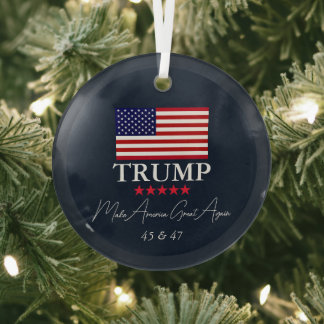 GLASS PRESIDENT DONALD TRUMP CHRISTMAS ORNAMENT