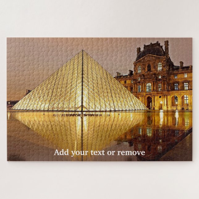 Glass pyramid entrance to Louvre Museum, Paris, Jigsaw Puzzle (Horizontal)