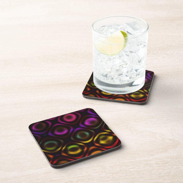Glass | Rainbow Fractal Art Coaster (Right Side)
