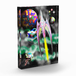 Glass Rocket Colour Illustration Acrylic Block