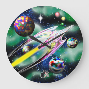 Glass Rocket Large Clock