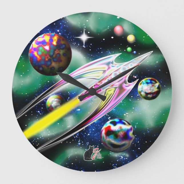 Glass Rocket Large Clock (Front)