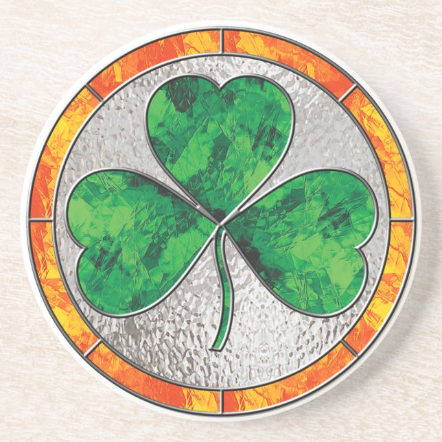 Glass Shamrock coaster (Front)