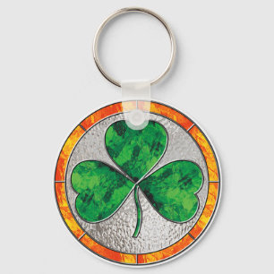 Glass Shamrock Key Ring