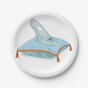 Glass Slipper On A Pillow Paper Plate