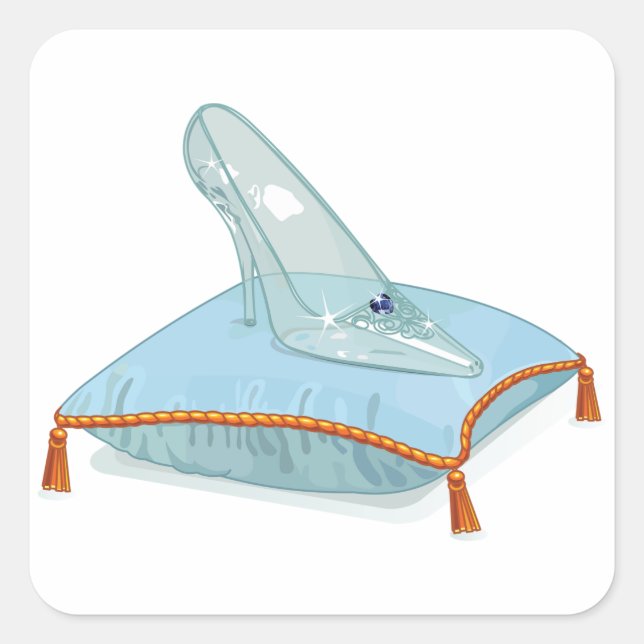 Glass Slipper On A Pillow Square Sticker (Front)