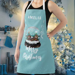 Glass Snowball Winter Village Foliage Christmas  Apron