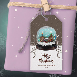 Glass Snowball Winter Village Foliage Christmas Gift Tags