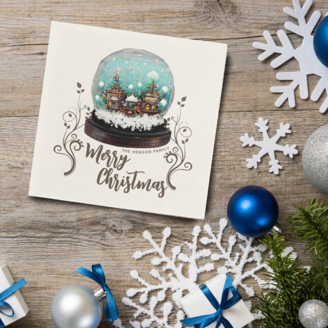 Glass Snowball Winter Village Plant Christmas  Napkin (Creator Uploaded)