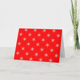 Glass Snowflakes On Red Background Holiday Card