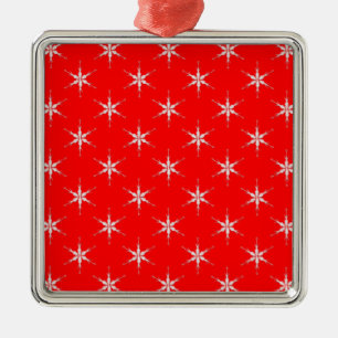 Glass Snowflakes On Red Background Metal Tree Decoration