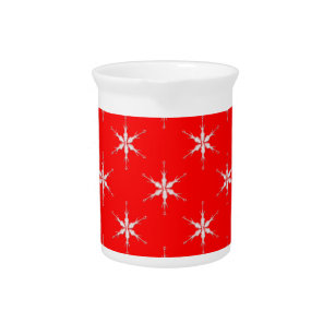 Glass Snowflakes On Red Background Pitcher