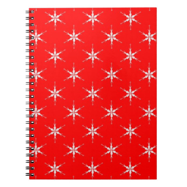 Glass Snowflakes On Red Background Spiral Notebook (Front)