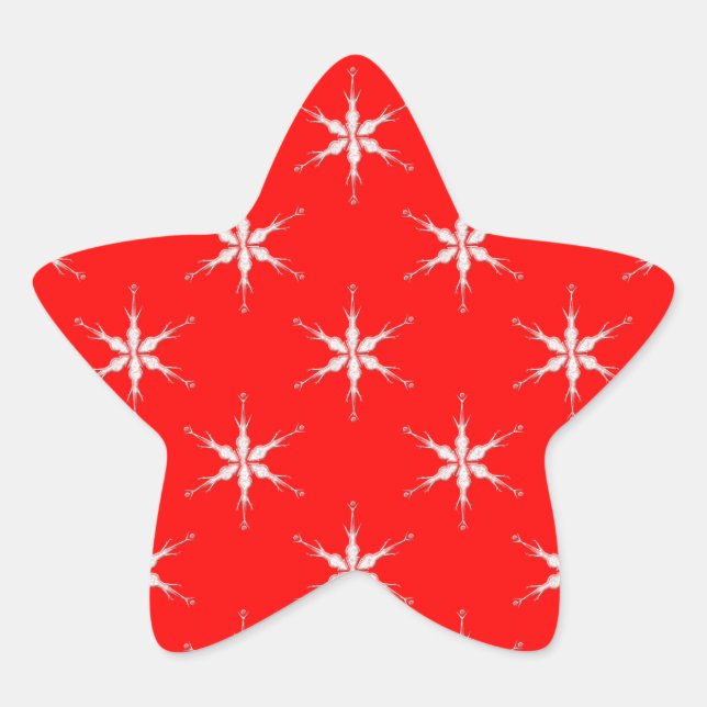 Glass Snowflakes On Red Background Star Sticker (Front)